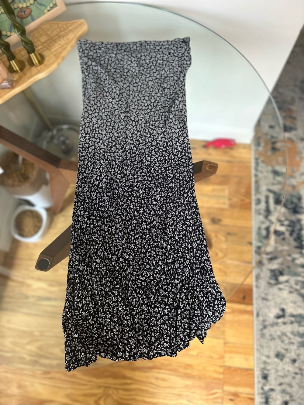 Flynn Skye Black & White Midi Skirt with Floral Print